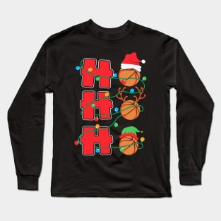 Ho Ho Ho Basketball Christmas Gift Long Sleeve T-Shirt